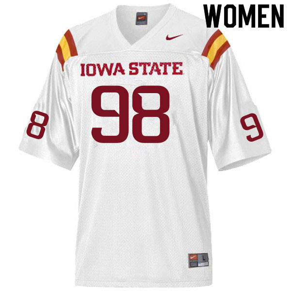 Iowa State Cyclones Women's #98 Seth Greiner Nike NCAA Authentic White College Stitched Football Jersey KZ42H66SY